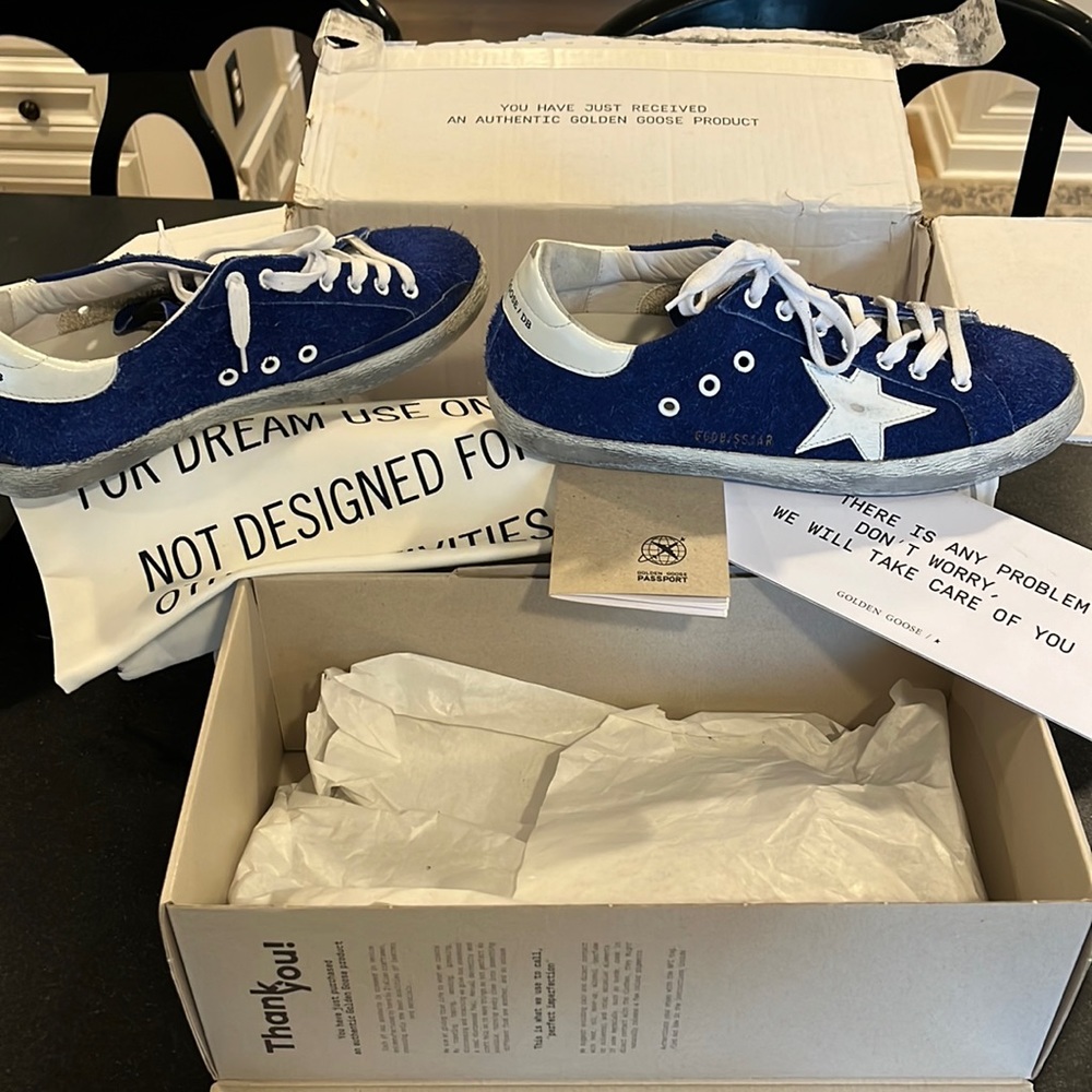 Golden Goose Sz 42 Superstar Classic White/Ice/Blue